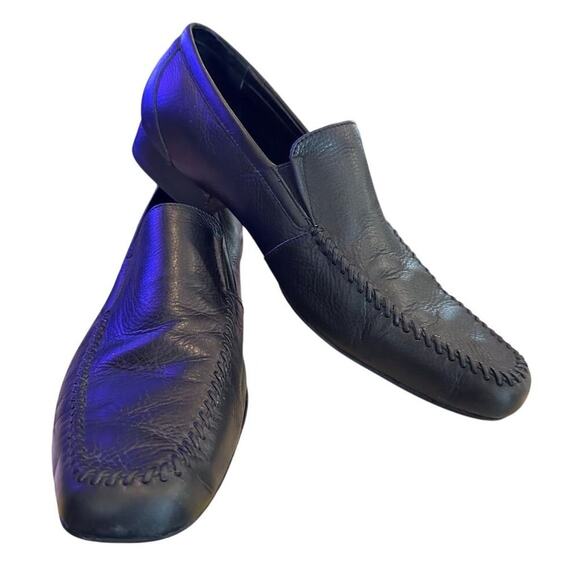 Calvin Klein Men's Black Leather Loafers Size 12M Casual Slip On - Picture 1 of 12
